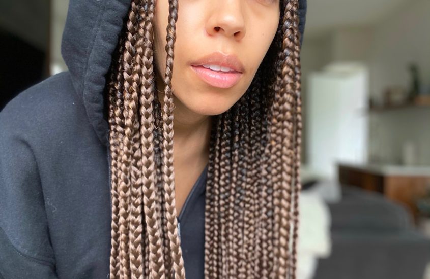 box braids with brown highlights